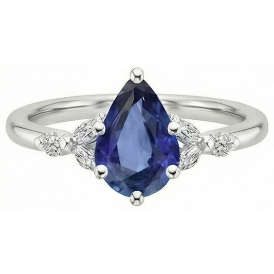 natural round sapphire 4.75ct ring profile view