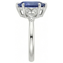 natural round sapphire 4.75ct ring on white background
