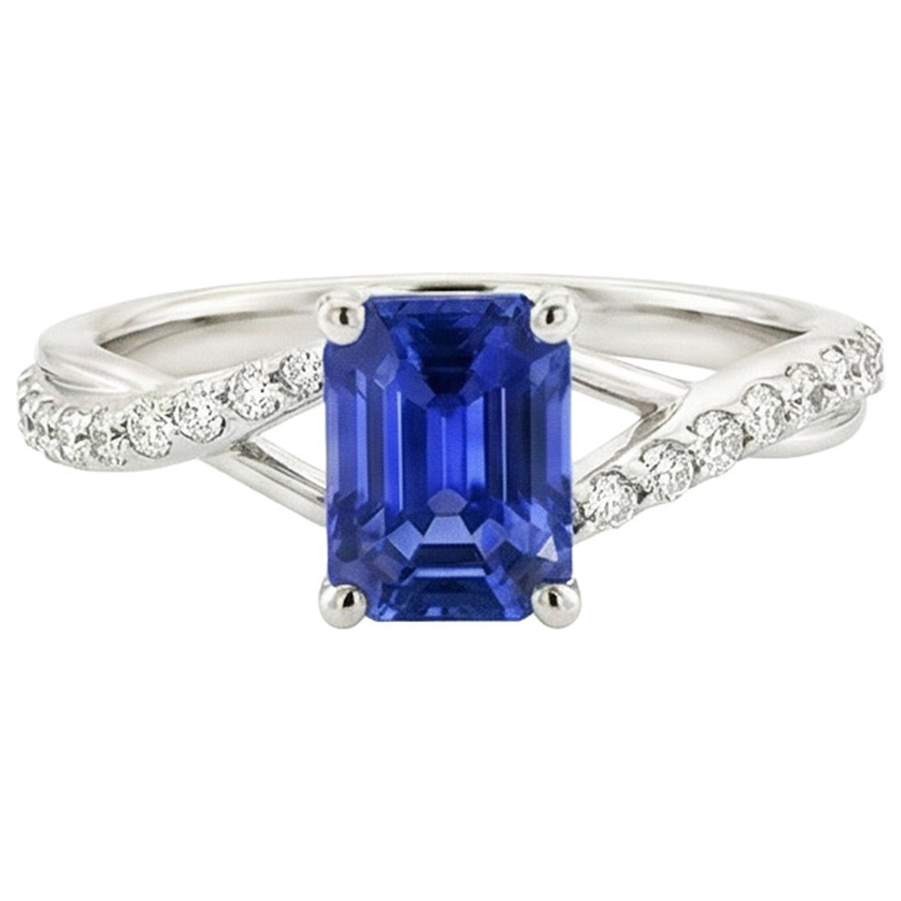 natural emerald sapphire 4ct ring on white background