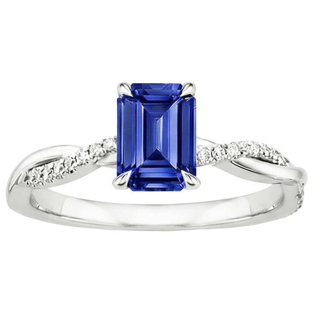 natural emerald sapphire 3.50ct ring top view
