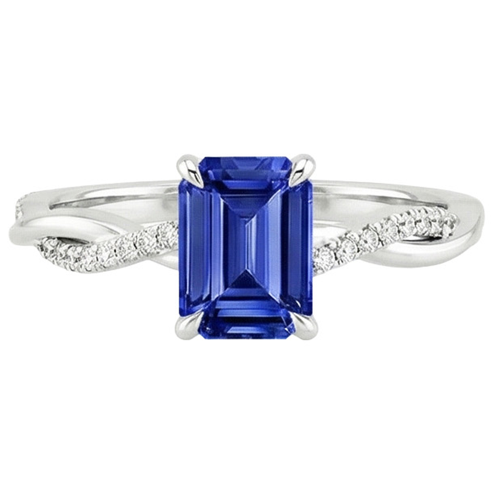 natural emerald sapphire 3.50ct ring profile view