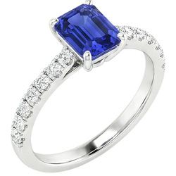 Natural Sapphire Ring 4.25ct - White Gold 14K
