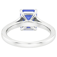 Solitaire Accents Ring White Gold Blue Sapphire & Natural Earth Mined Diamond 4 Carats