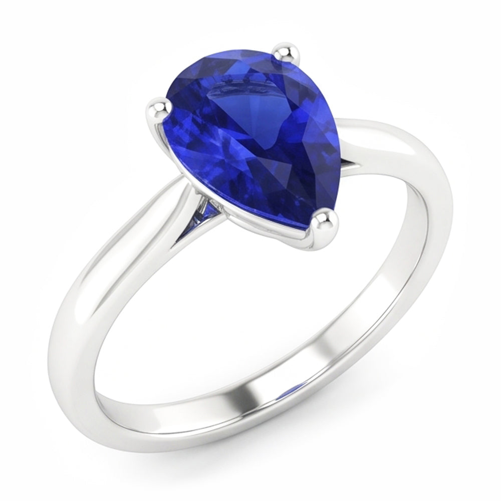 Solitaire Anniversary Pear Shaped Ceylon Sapphire Ring 2 Carats