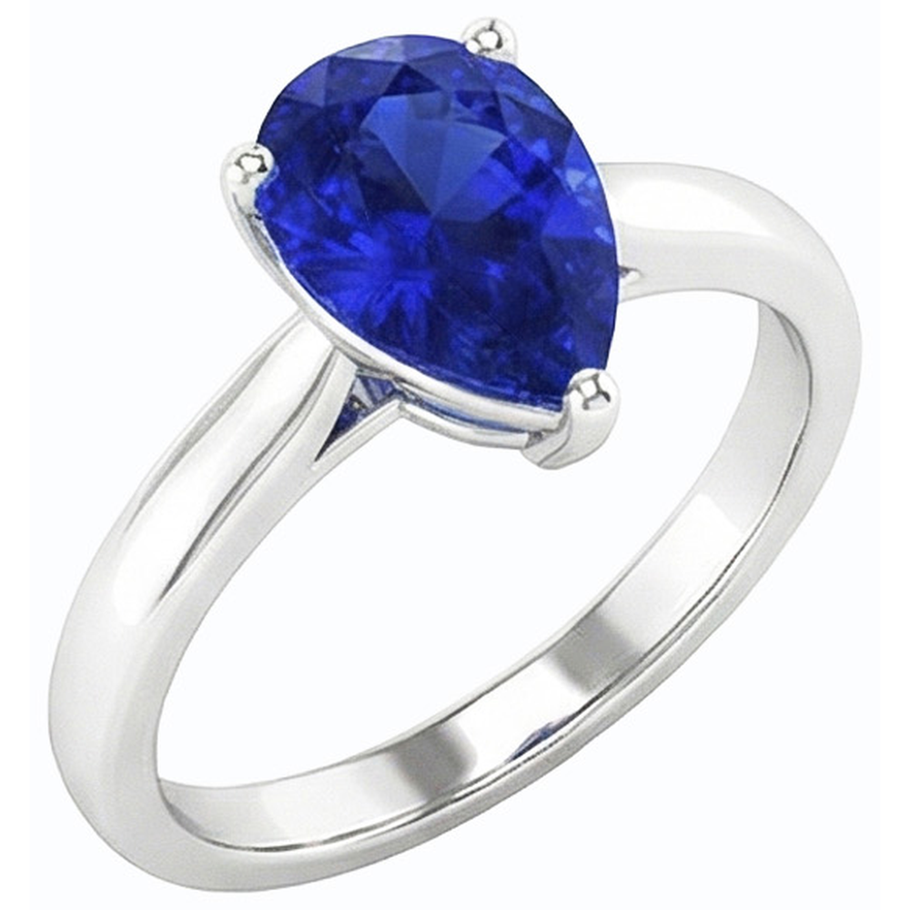 Solitaire Anniversary Pear Shaped Ceylon Sapphire Ring 2 Carats