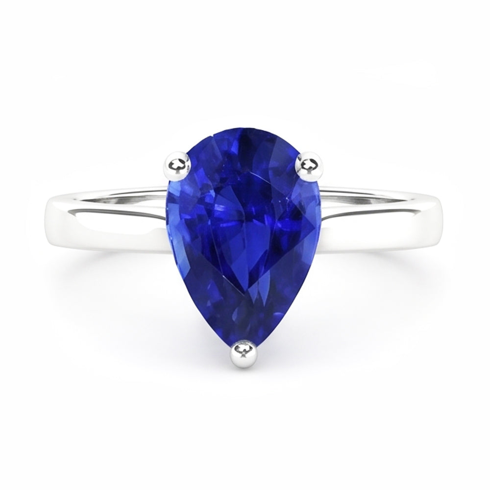 Solitaire Anniversary Pear Shaped Ceylon Sapphire Ring 2 Carats