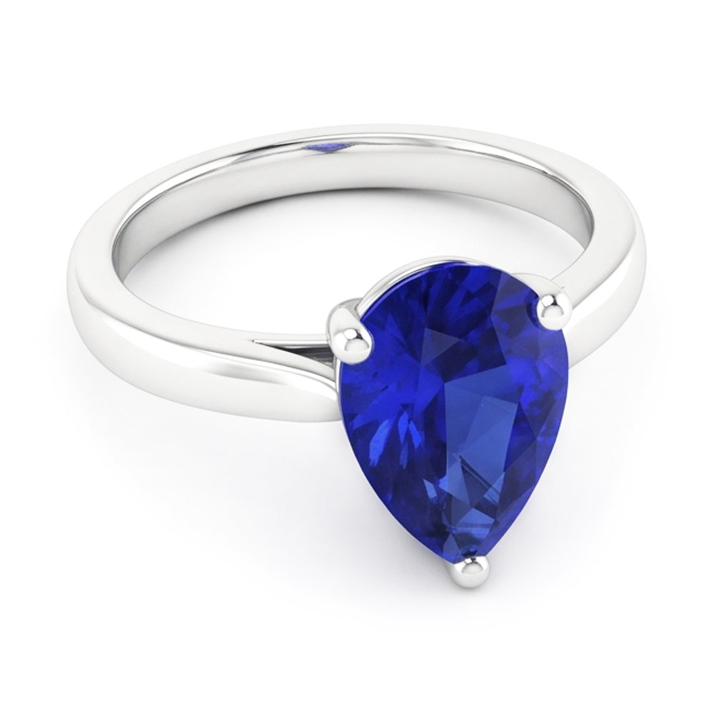 Solitaire Anniversary Pear Shaped Ceylon Sapphire Ring 2 Carats