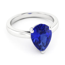 Solitaire Anniversary Pear Shaped Ceylon Sapphire Ring 2 Carats