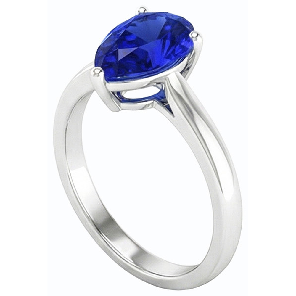 Solitaire Anniversary Pear Shaped Ceylon Sapphire Ring 2 Carats
