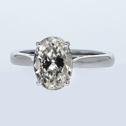 Solitaire Anniversary Ring Oval Old Miner Real Diamond Prong Set 4 Carats