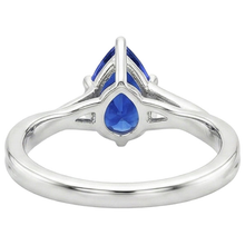 natural pear sapphire 3.50ct ring side angle