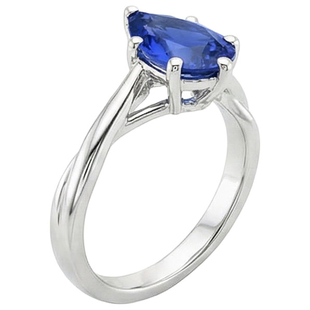 natural pear sapphire 3.50ct ring close up detail