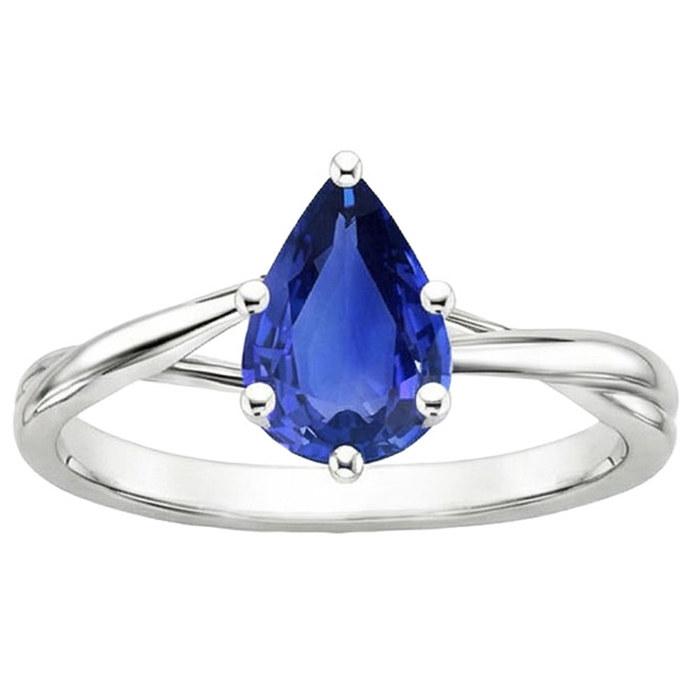 natural pear sapphire 3.50ct ring top view