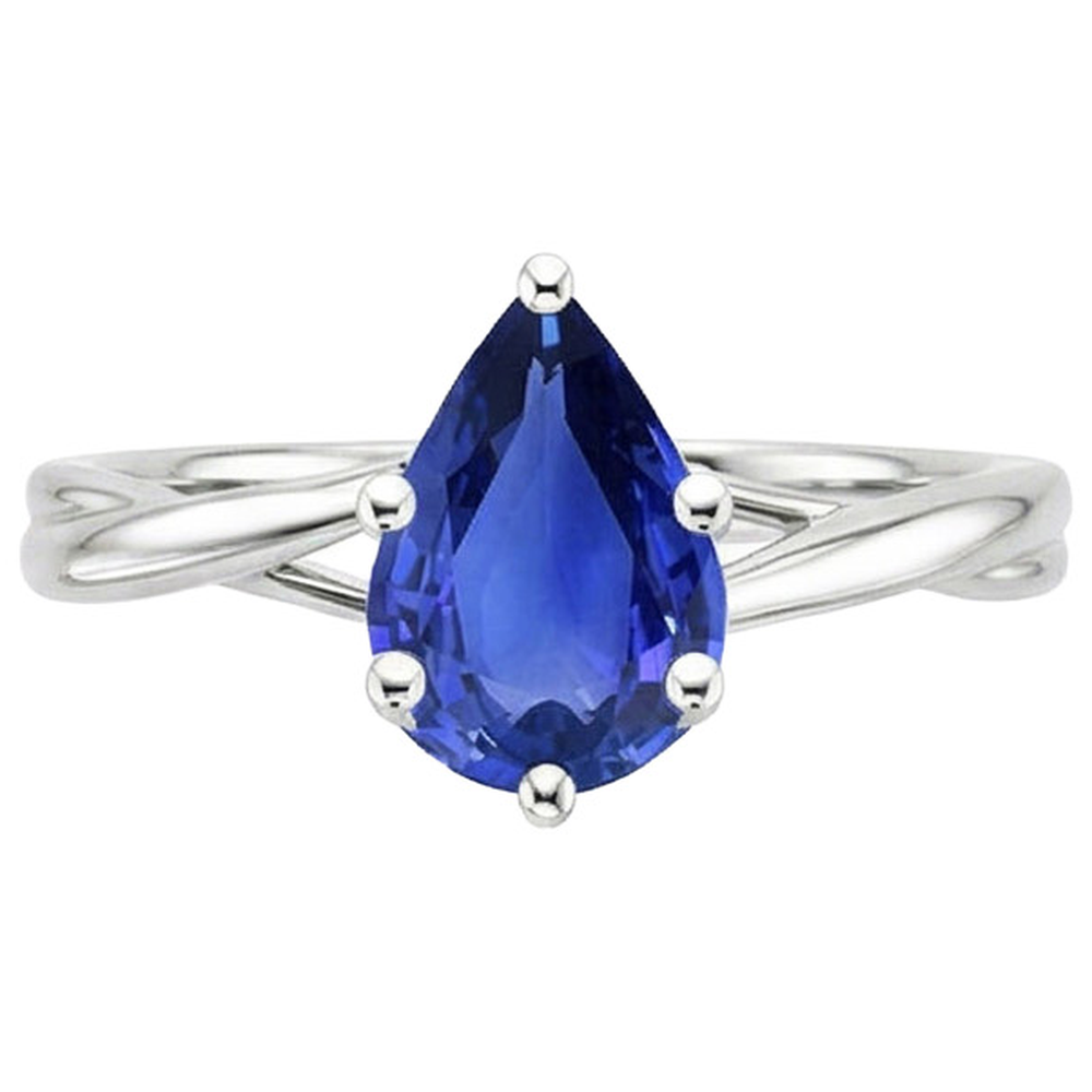 natural pear sapphire 3.50ct ring profile view