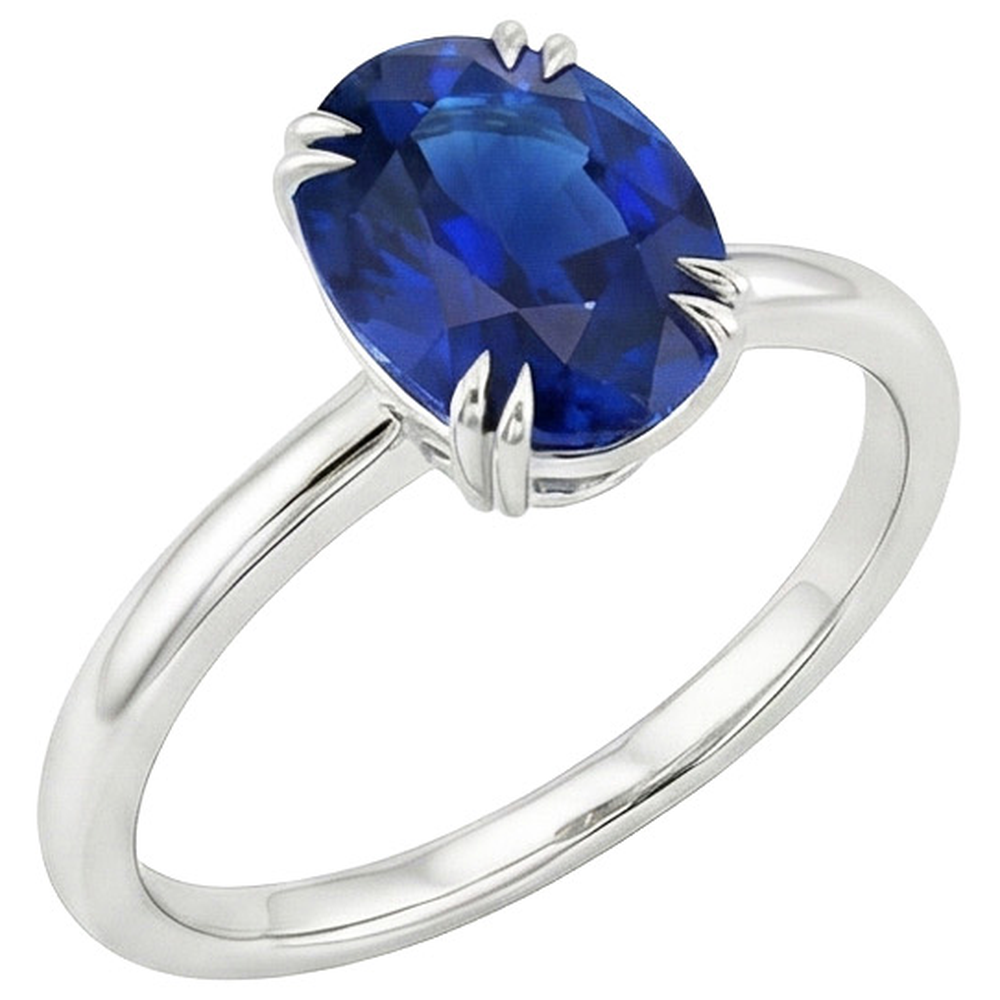 natural oval sapphire 2.50ct ring close up detail