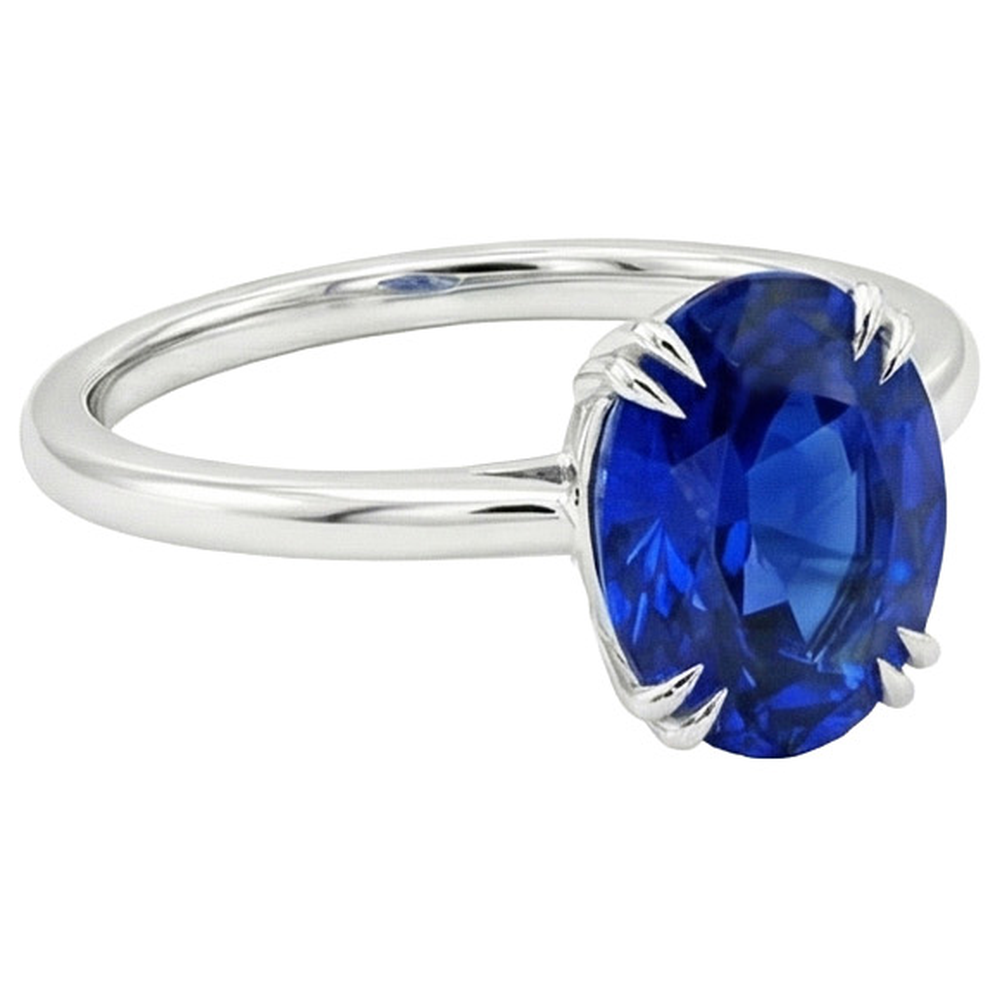natural oval sapphire 2.50ct ring profile view