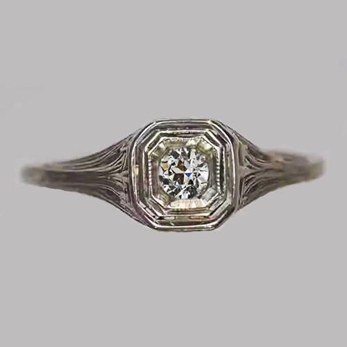 Solitaire Anniversary Ring Round Old Mine Cut Genuine Diamond 0.50 Carats