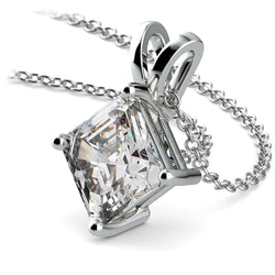 Solitaire Asscher 2.50 Carats Real Diamond Pendant Necklace White Gold 14K