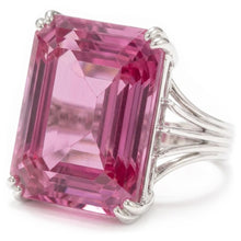 Solitaire Asscher Cut 18 CT Pink Kunzite Wedding Ring White Gold