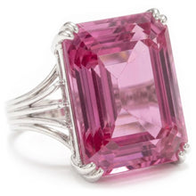 Solitaire Asscher Cut 18 CT Pink Kunzite Wedding Ring White Gold