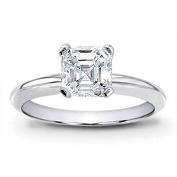 Solitaire Asscher Natural Diamond Ring For Women