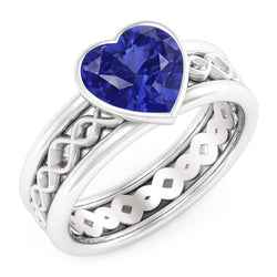 Solitaire Bezel Heart Shaped Sapphire Ring 2.50 Carats Infinity Style