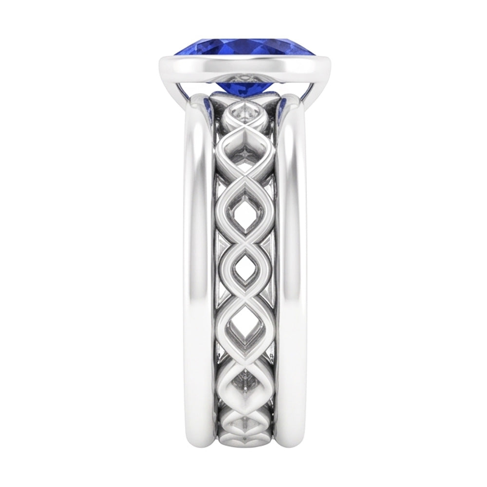 Solitaire Bezel Heart Shaped Sapphire Ring 2.50 Carats Infinity Style