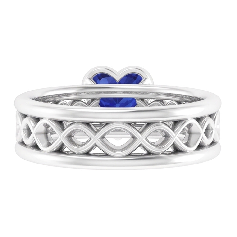 Solitaire Bezel Heart Shaped Sapphire Ring 2.50 Carats Infinity Style