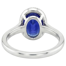 Solitaire Bezel Set Ceylon Sapphire Ring Oval White Gold 3 Carats