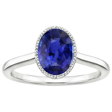 Solitaire Bezel Set Ceylon Sapphire Ring Oval White Gold 3 Carats
