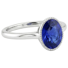 Solitaire Bezel Set Ceylon Sapphire Ring Oval White Gold 3 Carats