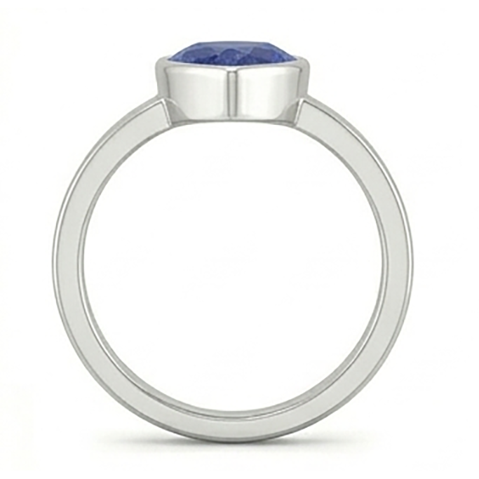 Solitaire Bezel Set Gents Ring Pear Cut Blue Sapphire 2.50 Carats
