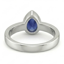 Solitaire Bezel Set Gents Ring Pear Cut Blue Sapphire 2.50 Carats