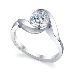 Solitaire Bezel Set Round Cut 2.25 Ct Real Diamond Engagement Ring