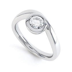 Solitaire Bezel Set Round Cut Genuine 1.10 Ct Diamond Engagement Ring