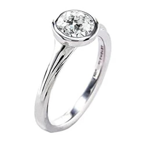 Solitaire Bezel Set Round Old Mine Cut Genuine Diamond Ring 1 Carat