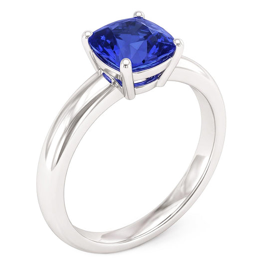 Solitaire Blue Sapphire Engagement Ring 1.50 Carats Gold Thick Shank