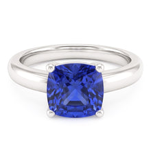 Solitaire Blue Sapphire Engagement Ring 1.50 Carats Gold Thick Shank
