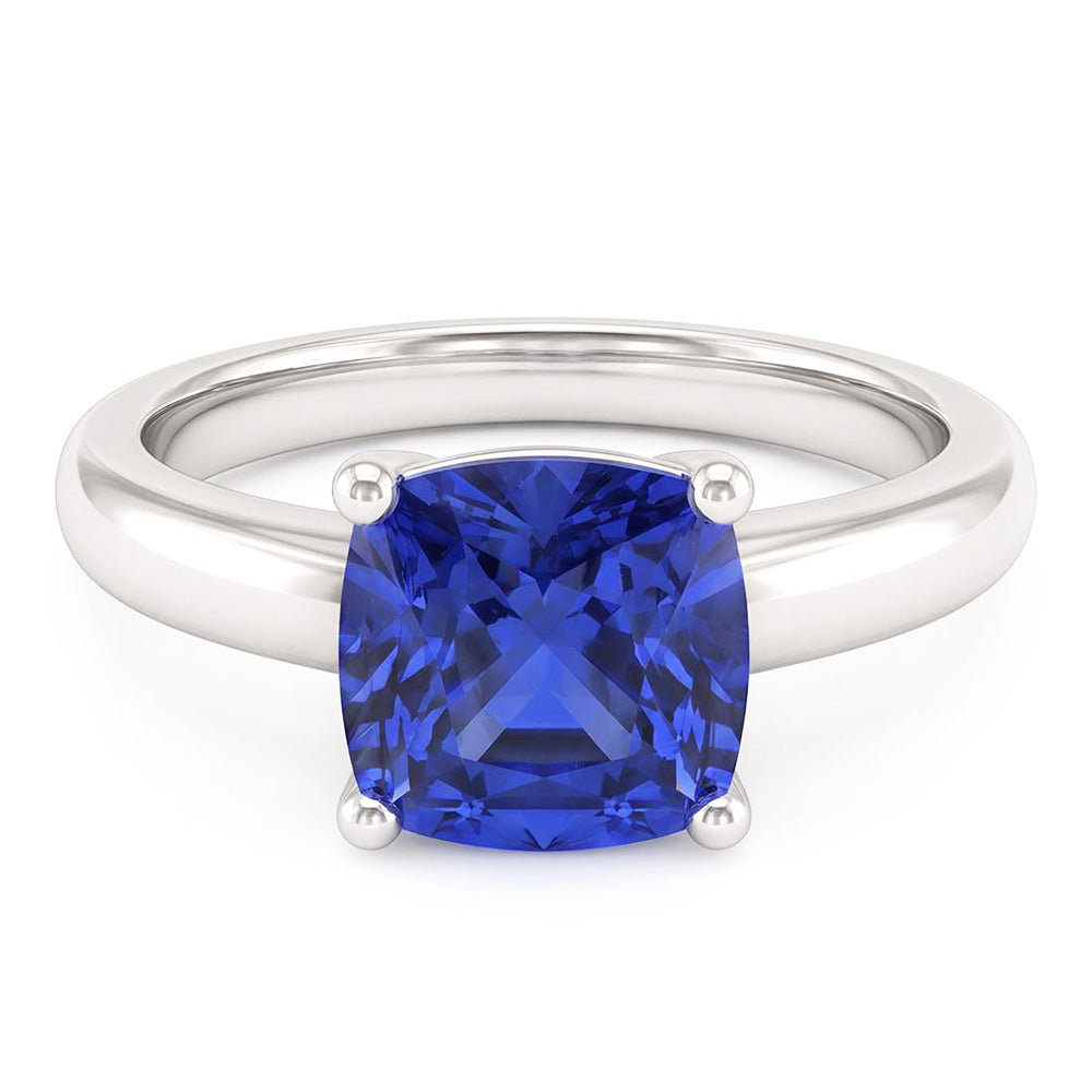 Solitaire Blue Sapphire Engagement Ring 1.50 Carats Gold Thick Shank