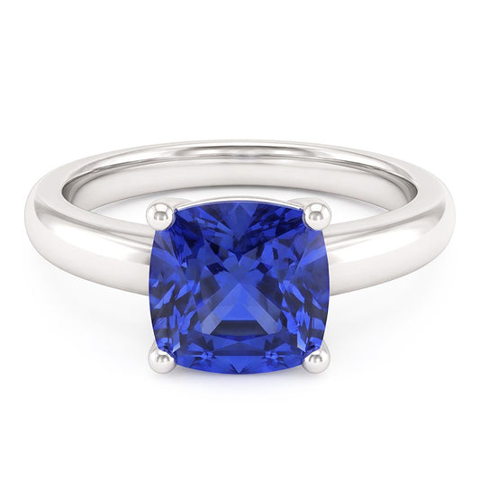 Solitaire Blue Sapphire Engagement Ring 1.50 Carats Gold Thick Shank