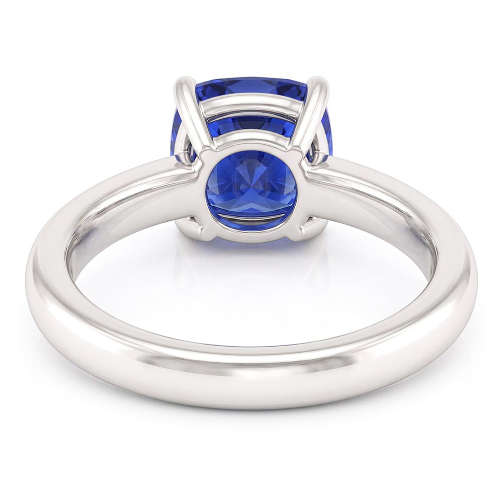 Solitaire Blue Sapphire Engagement Ring 1.50 Carats Gold Thick Shank