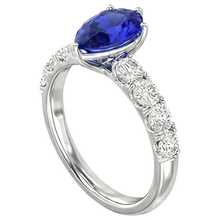 Solitaire Blue Sapphire Engagement Ring With Natural Earth Mined Diamond Accents 4 Carats