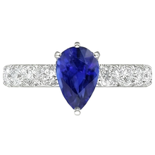Solitaire Blue Sapphire Engagement Ring With Natural Earth Mined Diamond Accents 4 Carats