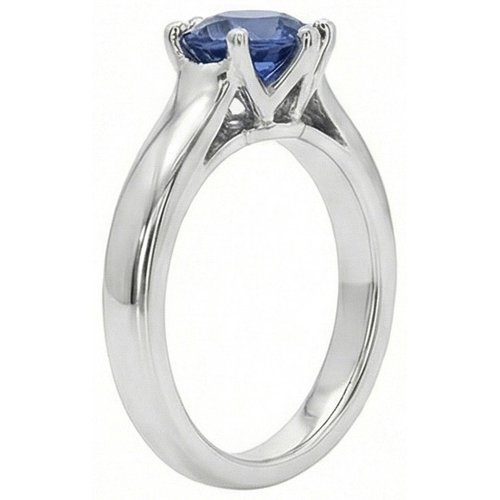 Solitaire Blue Sapphire Gemstone Ring 2 Carats White Gold
