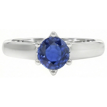 Solitaire Blue Sapphire Gemstone Ring 2 Carats White Gold