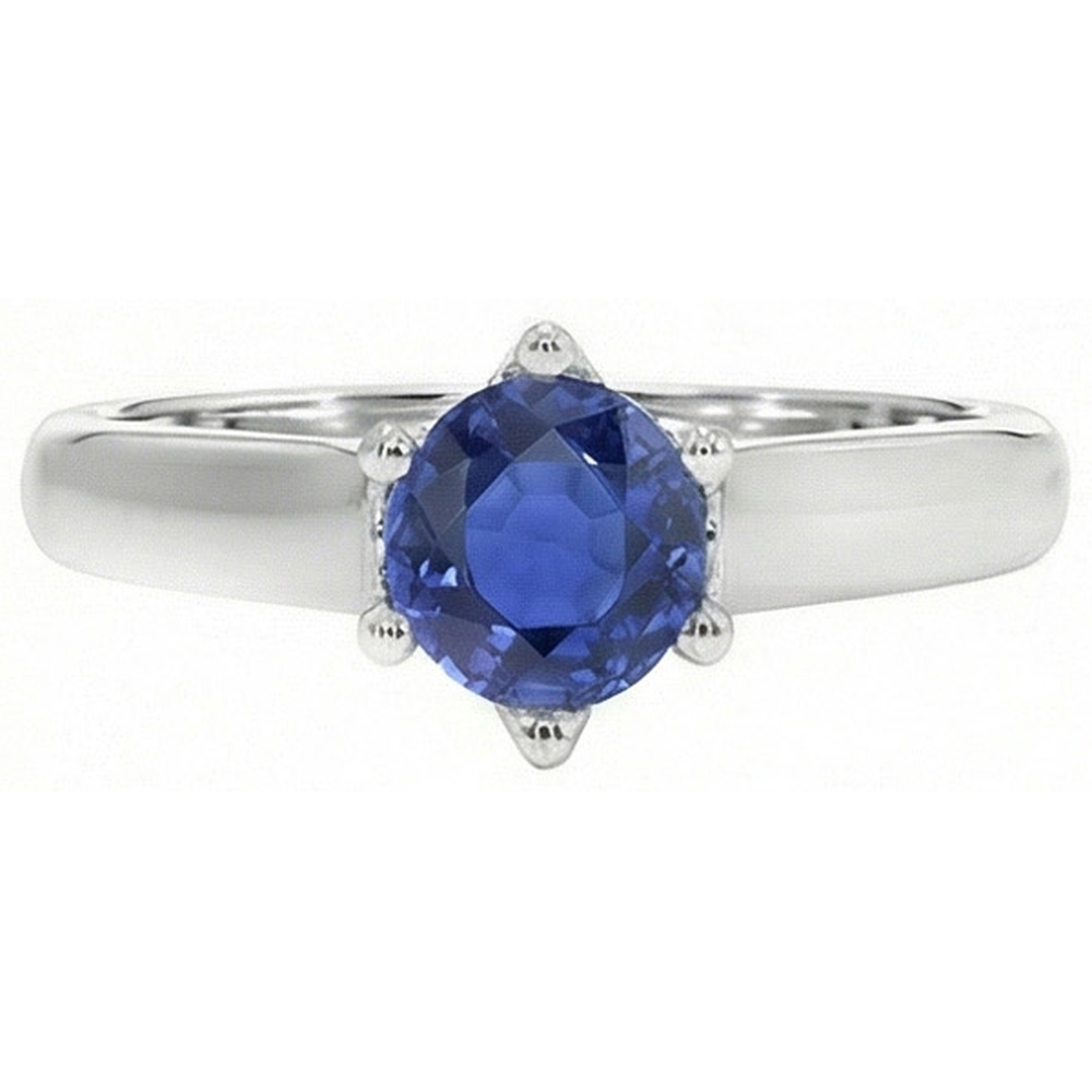 Solitaire Blue Sapphire Gemstone Ring 2 Carats White Gold