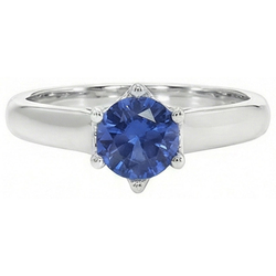 Solitaire Blue Sapphire Gemstone Ring 2 Carats White Gold
