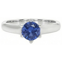 Solitaire Blue Sapphire Gemstone Ring 2 Carats White Gold