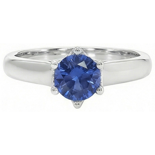Solitaire Blue Sapphire Gemstone Ring 2 Carats White Gold