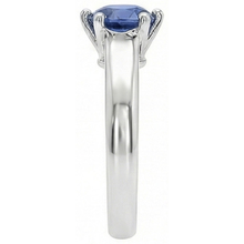 Solitaire Blue Sapphire Gemstone Ring 2 Carats White Gold